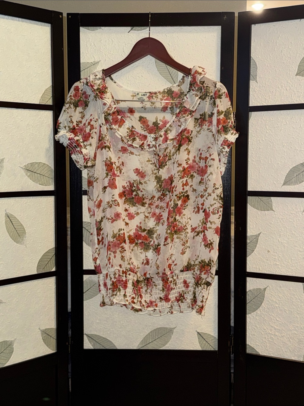 Floral Ruffle Short Sleeve Blouse